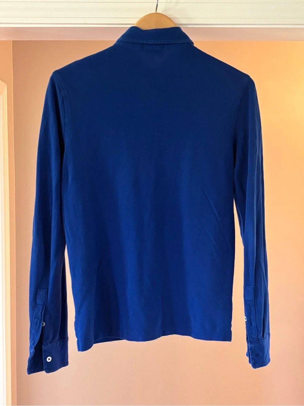 Polo by Ralph Lauren Mens Long-Sleeve Royal Blue Featherweight Mesh Chest Pocket